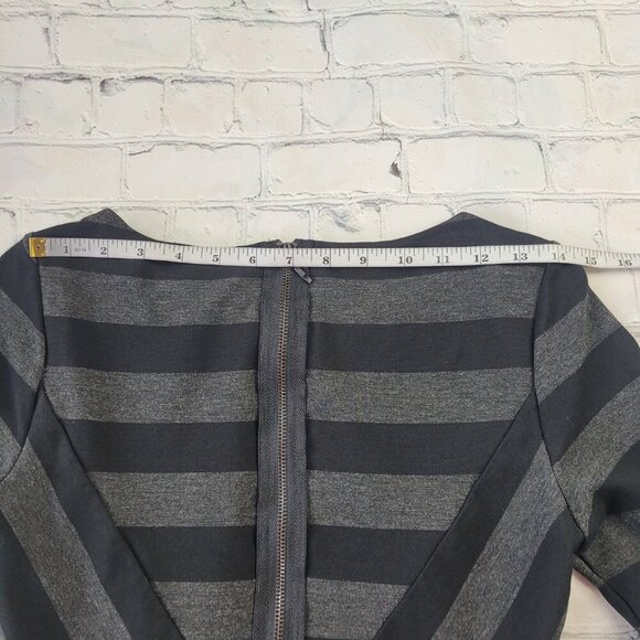 Maeve Anthropology Dress Gray Black Slimming Stripe Pencil Office Party size 6 - Picture 8 of 13